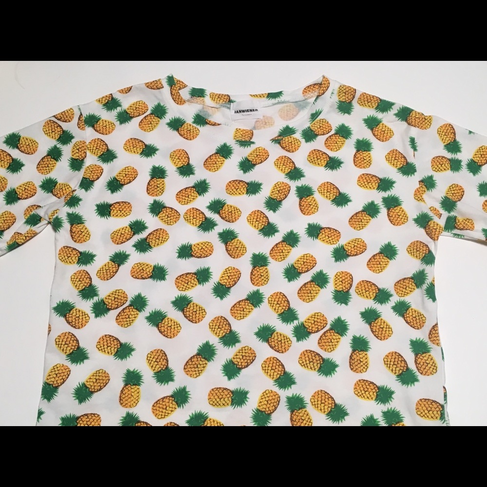 Pineapple Pattern Short Sleeve Graphic White Shirt